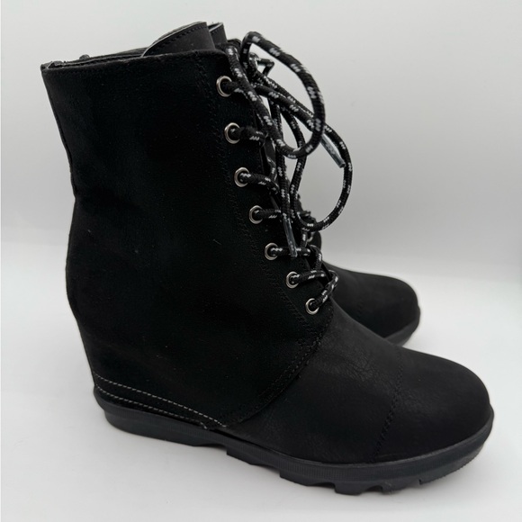 Serra Wedge Black Lace Up Ankle Boots with Hidden Wedge Heel Size 9 - Picture 10 of 16